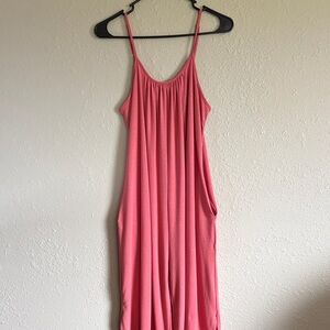 Women's flowy pink jumpsuit WITH POCKETS